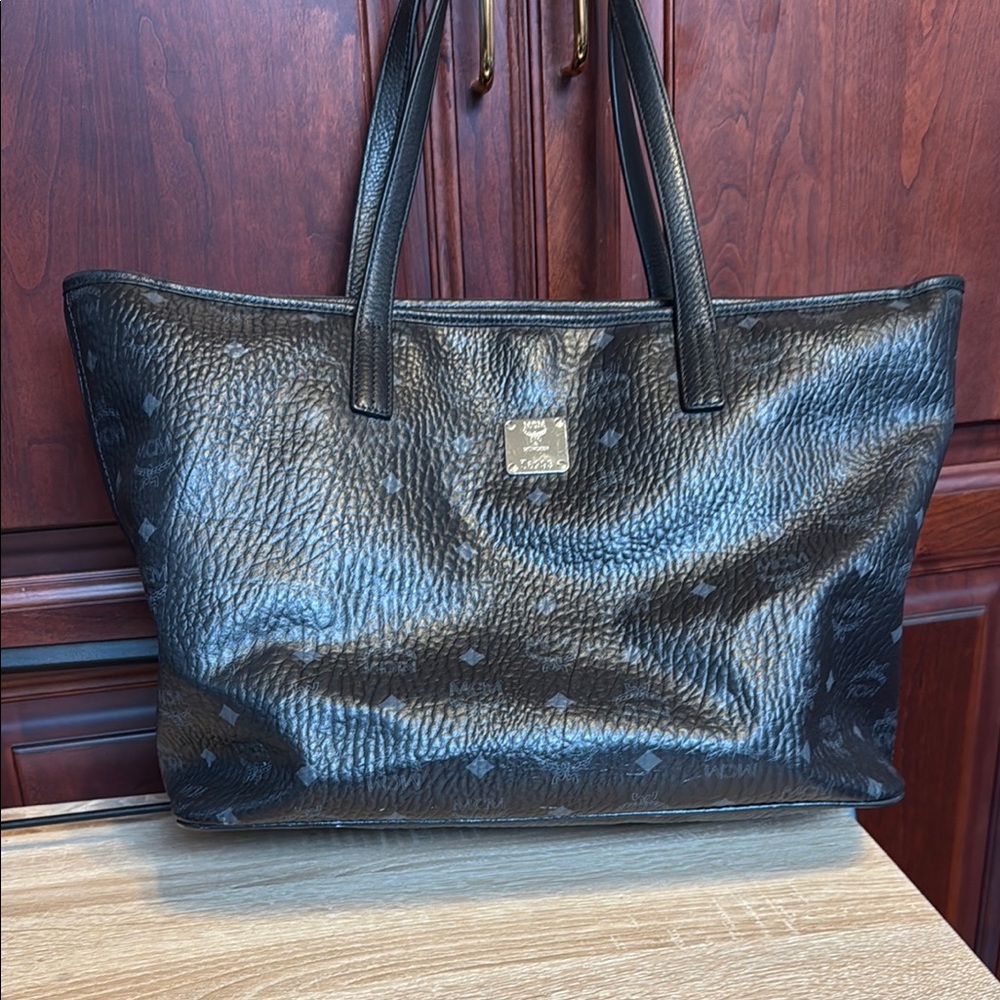 MCM Black Leather Tote Bag